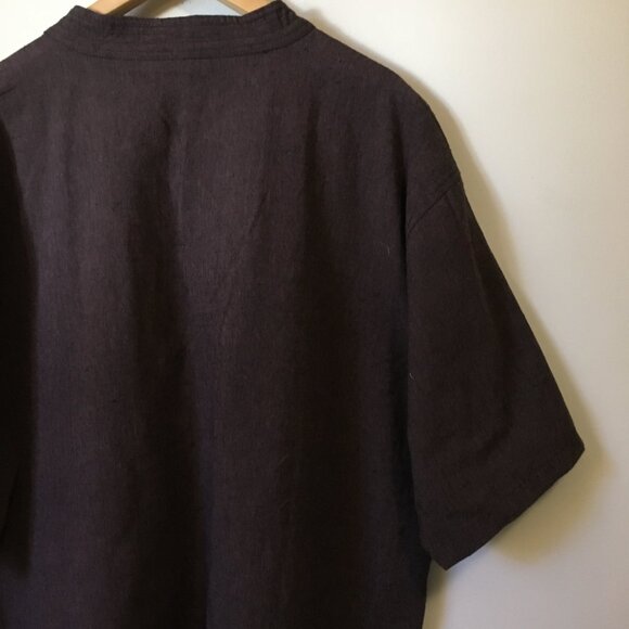 Brown Medieval D&D Tie Up Collar Tunic Pub Wear - Picture 8 of 16